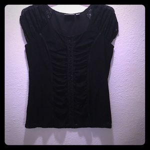 Black mock corset front top. Size 14/16.